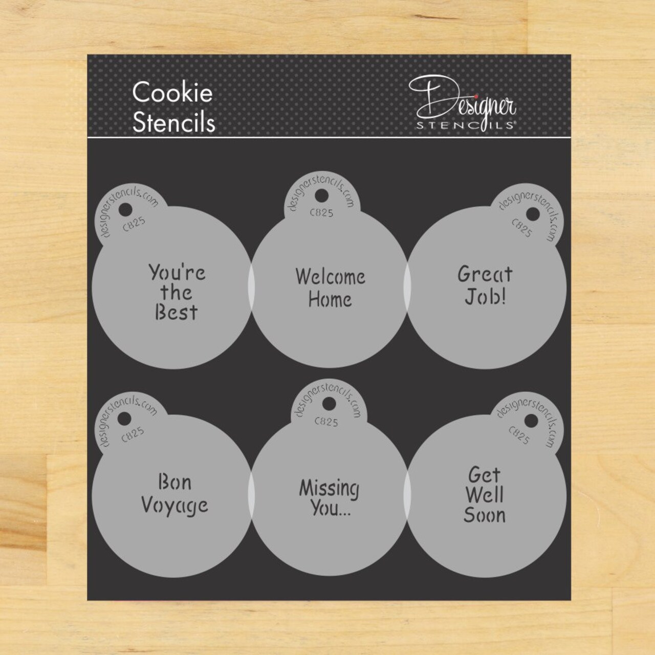 Encouragement Lettering Cookie Stencil Set: You're the Best, Welcome Home, Great Job, Bon Voyage, Missing You, Get Well Soon | C825 by Designer Stencils | Cookie Decorating Tools |